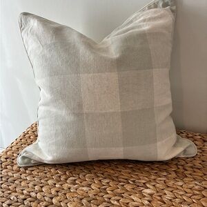 Ballard Design Plaid Accent Pillow - Cream and Mineral Green